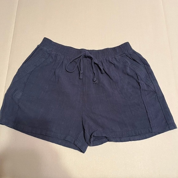 Umgee blue linen cotton blend shorts women's size‎ large - Picture 1 of 9
